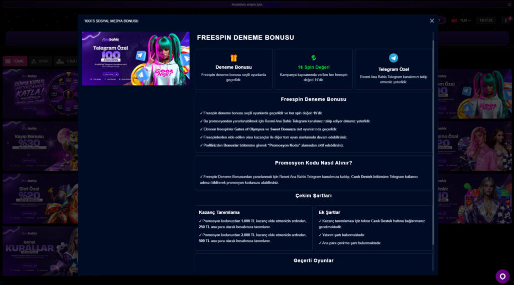anabahis telegram özel bonusu